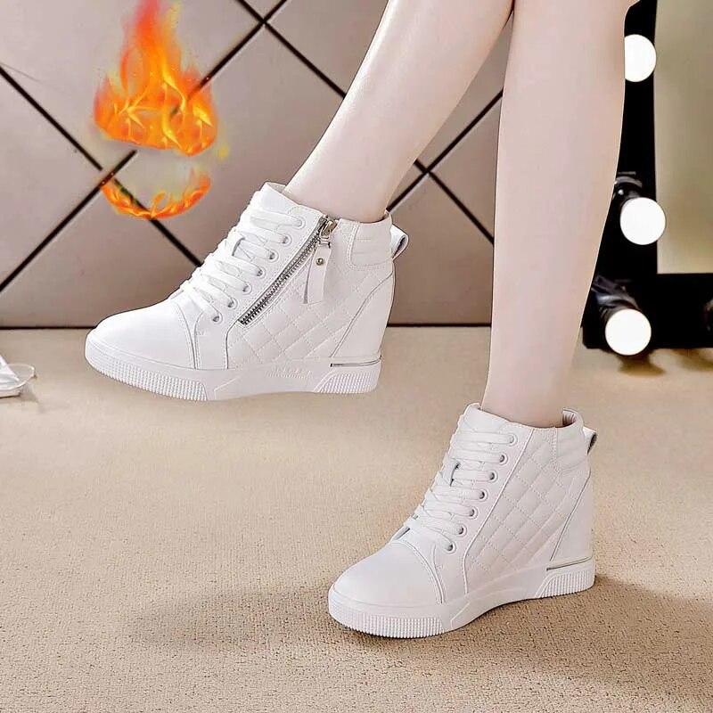 Fujin/2024 кожаные весенние ботинки на платформе из микрофибры на танкетке — фото 11