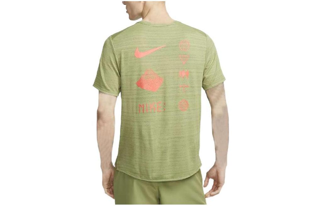 Nike T Shirts Men's Green Crew Neck Moderate Straight Fit DZ4659-334