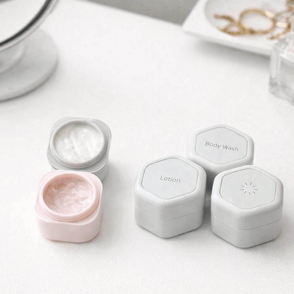 3PCS Hexagonal Magnetic Cream Lotion Box Face Cream Sunscreen Organizer Pills Container