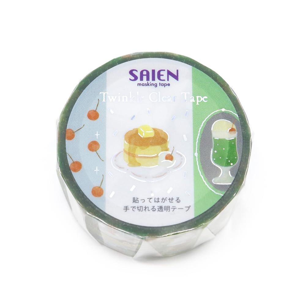 SAIEN Twinkle Clear Tape Retro Cafe Cherry HR-1027 Holographic Foil PET Decorative Tape 20mm x 3m for Planner Journaling Scrapbooking DIY Crafts