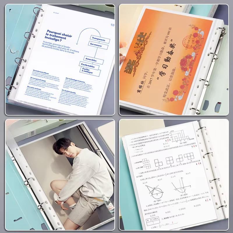 New A4 Loose-leaf Folder Document Display Book 4 Holes Loose-leaf Folder Morandi Colour Waterproof File Ring Office Stationery