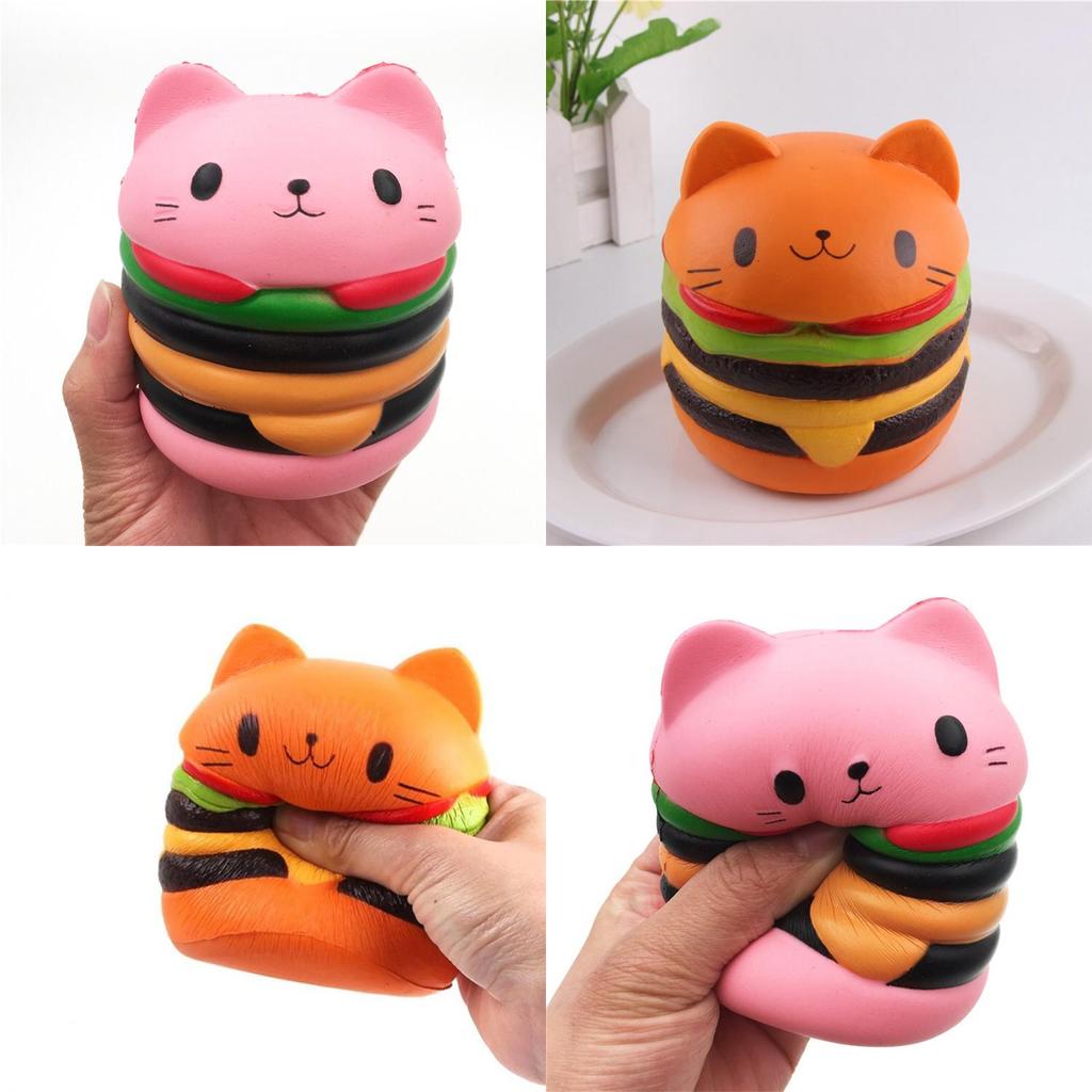 Koci Hamburger Squishy Zabawka z Powolnym Odbiciem Miękki Materiał PU Do Redukcji Stresu i Jako Prezent