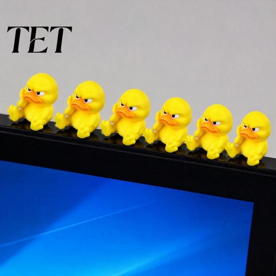 3D Printed Animal Statue Angry Yellow Duck Ornament, Funny Desk Cute Decor Decoration, Miniature Figurine for Home Office Collectible Mini Figure