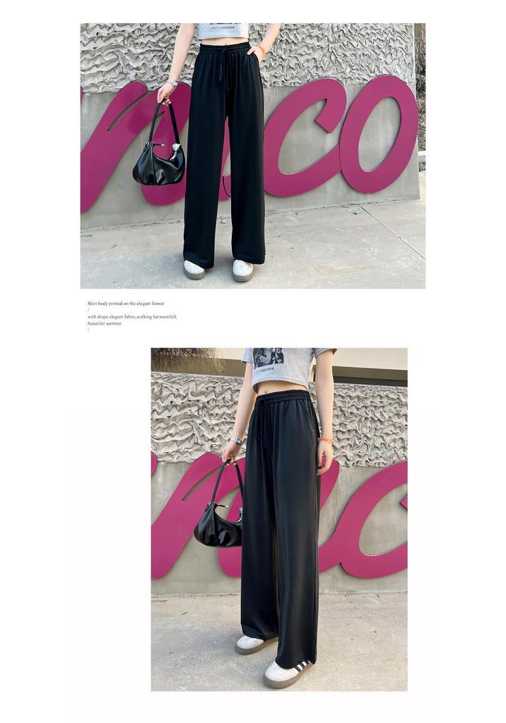 Women's Summer High-Waisted Wide-Leg Slimming Drape Pants - Cool, Casual, Floor-Length, and Loose-Fitting