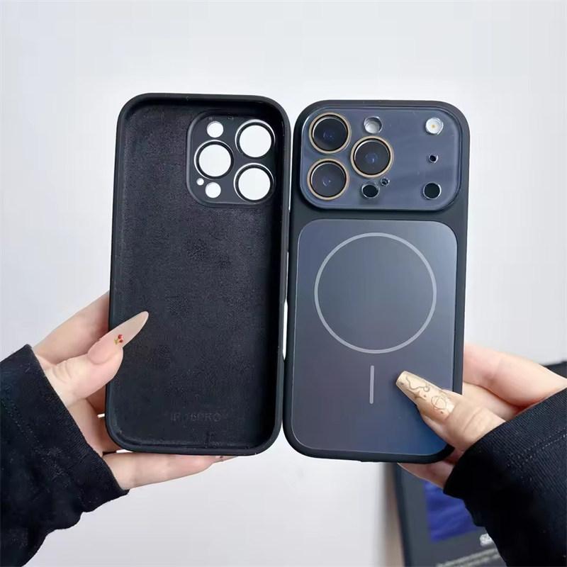 Large Window Liquid Silicone For Magsafe Magnetic Case For iPhone 17 16 15 14 13 Pro Max Camera Protection Shockproof Soft Cover