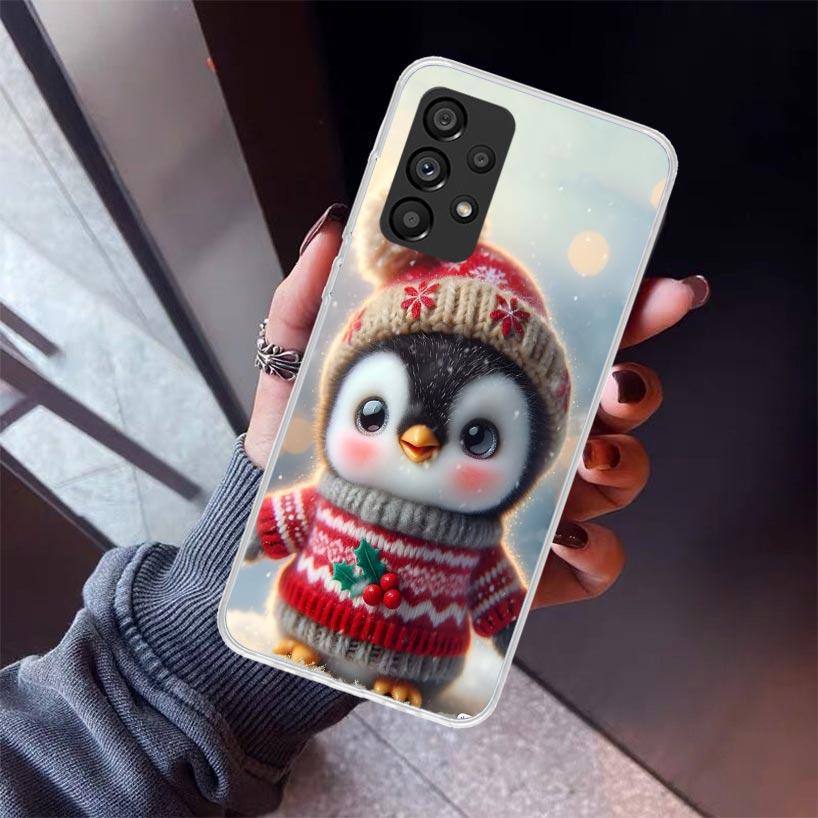 Christmas Penguin Phone Case For Samsung Galaxy A12 A52S A42 A32 A22 A51 A50 Note 20 Ultra 10 S10 Plus A71 A70 A31 A30 A10S Gala