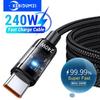 Câble de charge super rapide 240W Interface USB C Tressé en nylon Transparent Type C Câble de chargeur haute vitesse Cordon de données à charge rapide