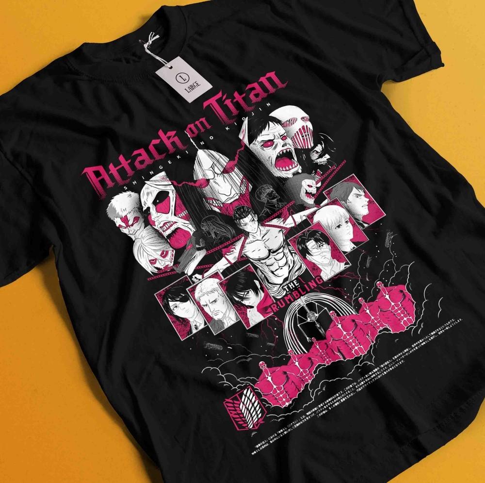 

Attack On Titan Shirt Eren Tshirt Mikasa Levi T-Shirt AOT Erwin Hange Armin Tee XL