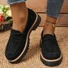British Style Slip on Suede Leather Shoes Women Vintage Platform Loafers Casual Mid Heel Pumps for Women Comfortable Footwear
