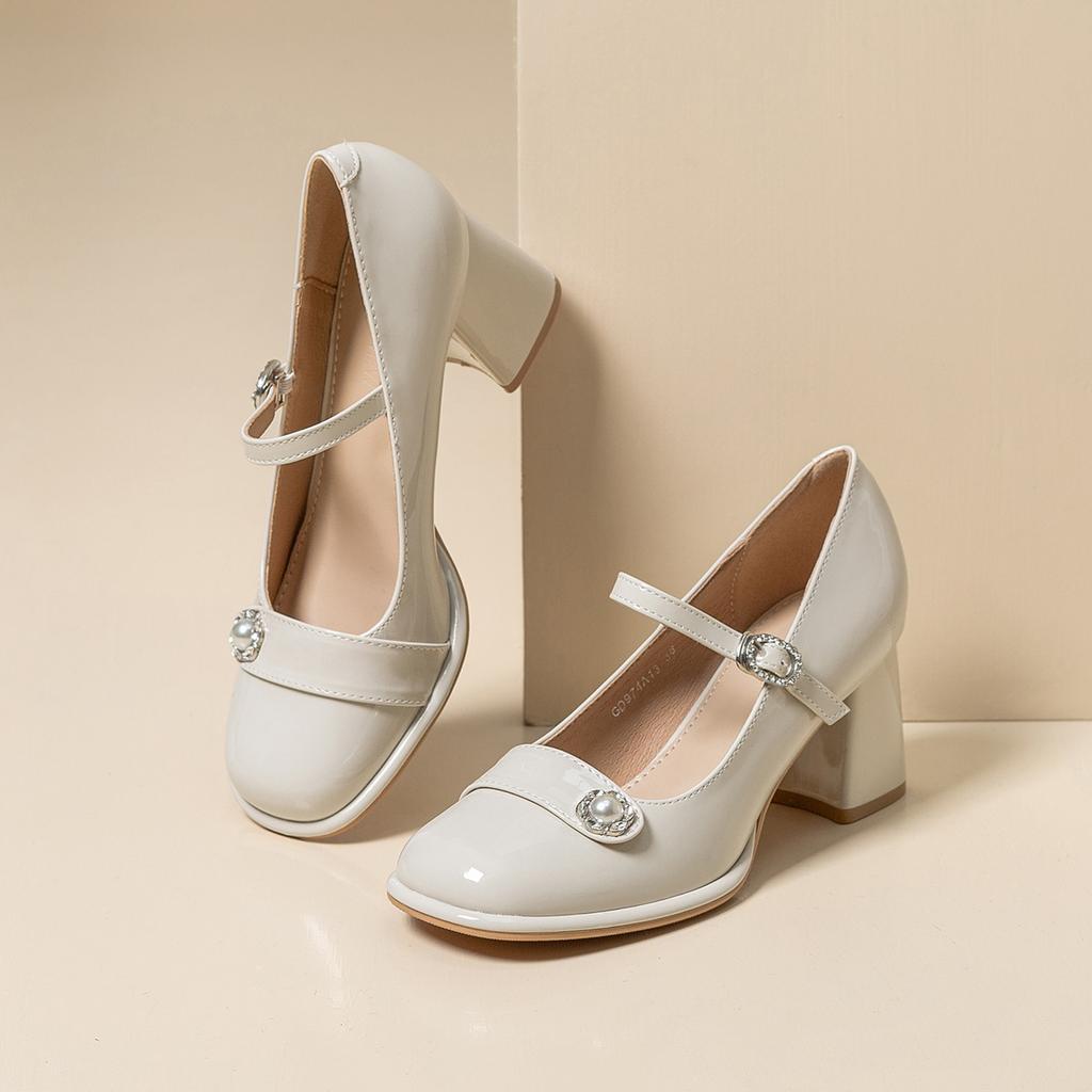 French Mary Jane Shoes Thick Heel 2025 Spring and Summer New Round Head High Heels Versatile Princess Shallow Mouth Single Shoes Women