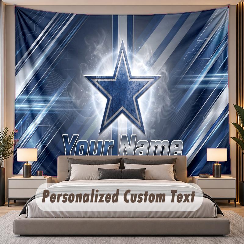 Custom Name Text Tapestry Dallas Cowboys Personalized Polyester Wall Tapestry For Bedroom And Room