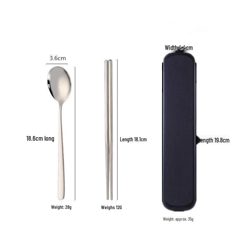 Portable Stainless Steel Cutlery Set: Fork, Spoon & Chopsticks - Ideal for Students & Outdoor Use