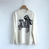 Women's Soft Wool Cashmere Knit Sweater - MAX Letter Bow Round Neck Pullover