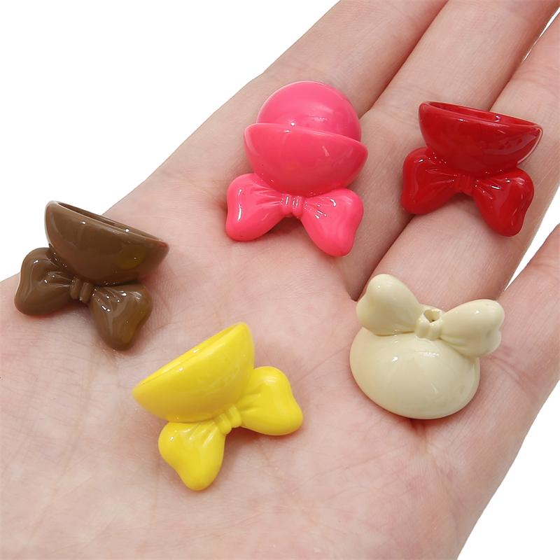 Acrylic Rabbit Bow Beads Charm Loose Spacer Beads for DIY 4pcs