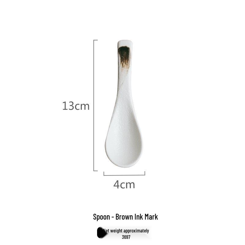 Hand-Painted Retro Ceramic Japanese Spoon: Tasting, Rice, Soup & Dessert