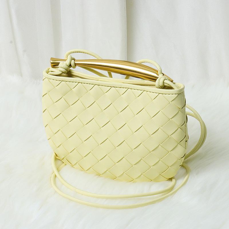 Cowhide Woven Bag Soft Leather Metal Bing Handbag Fashionable Personality Oblique Span Genuine Leather Women's Bag