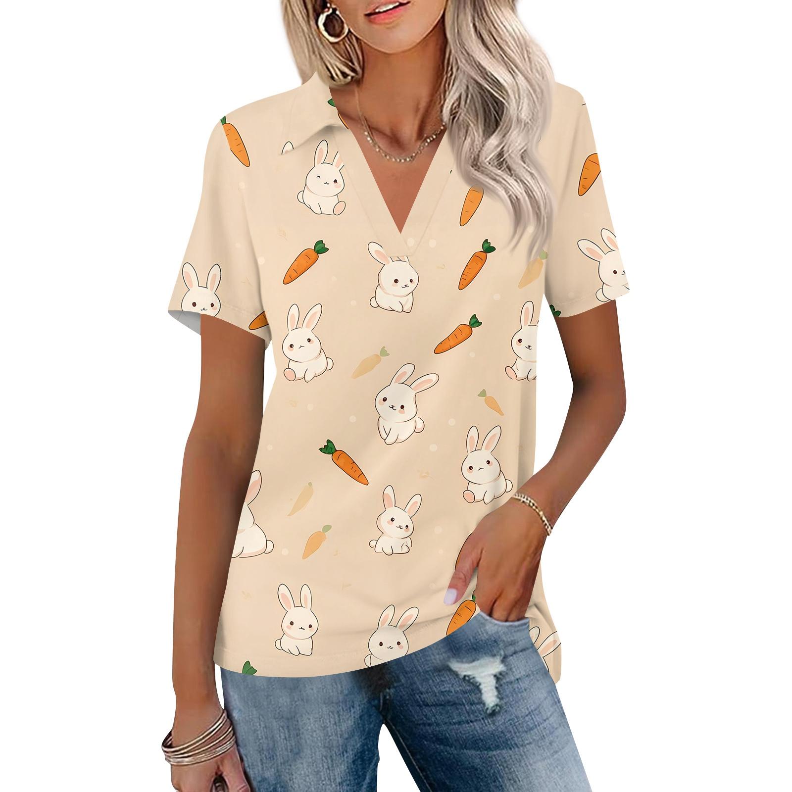 

Women s Fashion Casual Lapel Short Sleeve Color Shirt Women s Up Tops M