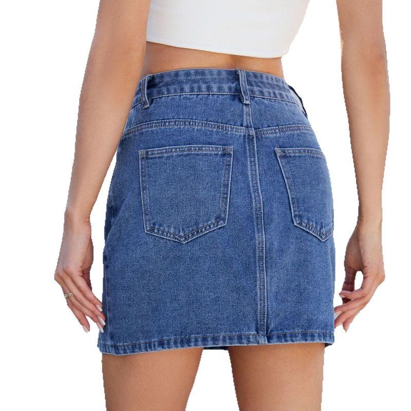 Women Denim Skirt Mid Waist Mini Dress Jean Skirts Denim Skirt