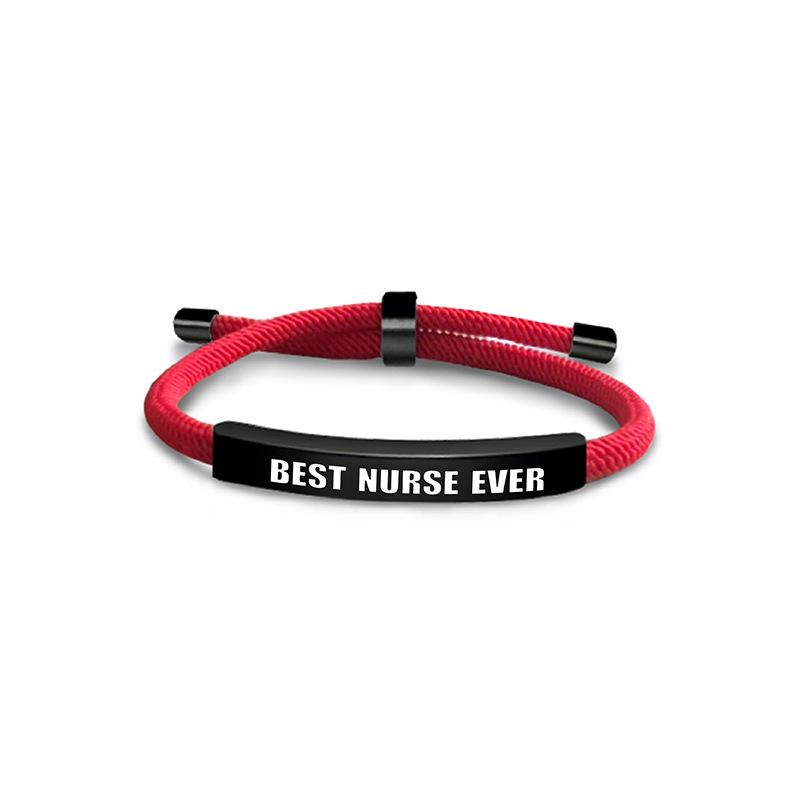 Multi-Color Engraved Stainless Steel Rope Bracelet: Nurse's Day Commemorative Christmas Gift
