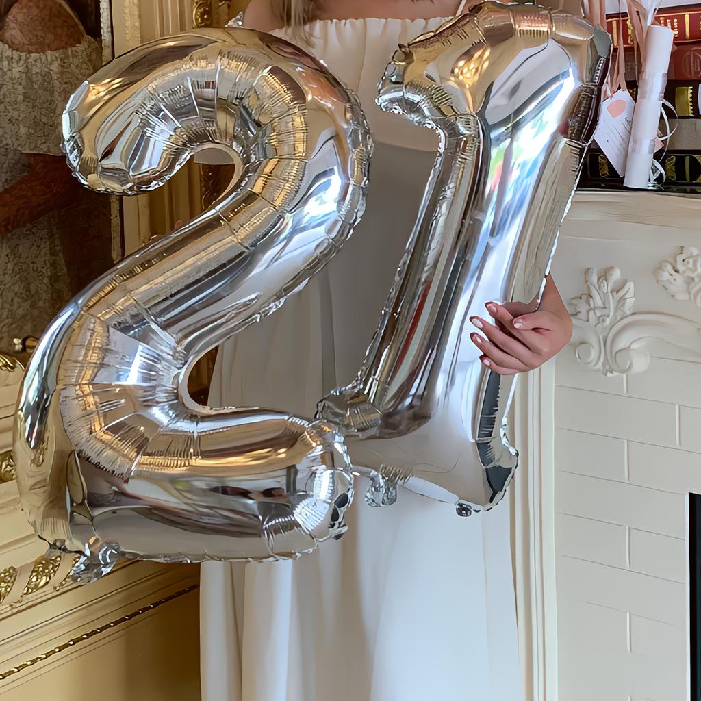 32 inch gold and silver number balloons, birthday party, Valentine's Day wedding, anniversary, New Year party decoration