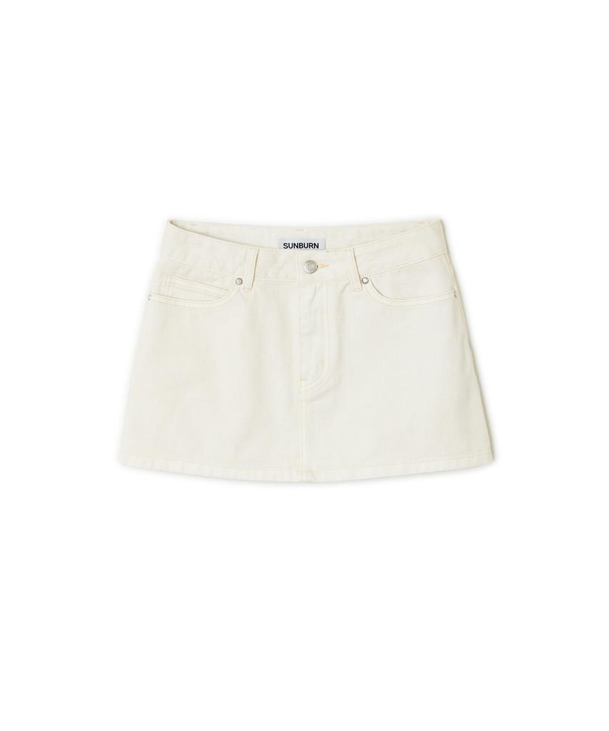 Sunburn Project Micro Mini Denim Skirt, Ivory