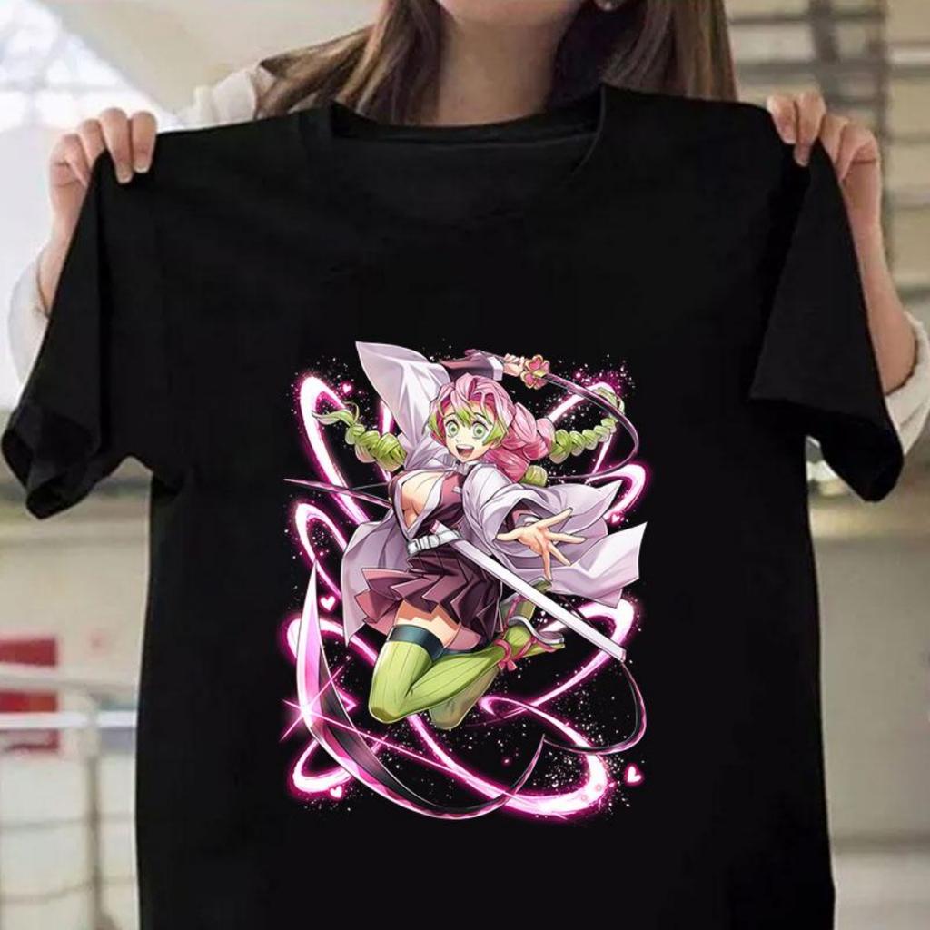 Anime Demon Slayer Kanroji Mitsuri Grafik T-Shirt Vintage Lässiges T-Shirt Herren Damen Kleidung Übergroße Baumwolle Kurzarm T-Shirts