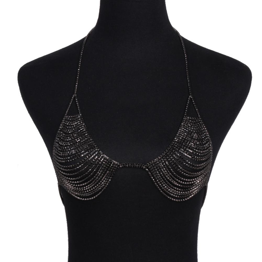 Stylish Bra Shape Rhinestone Body Chest Chain Necklace Summer Beach Ornament Gift