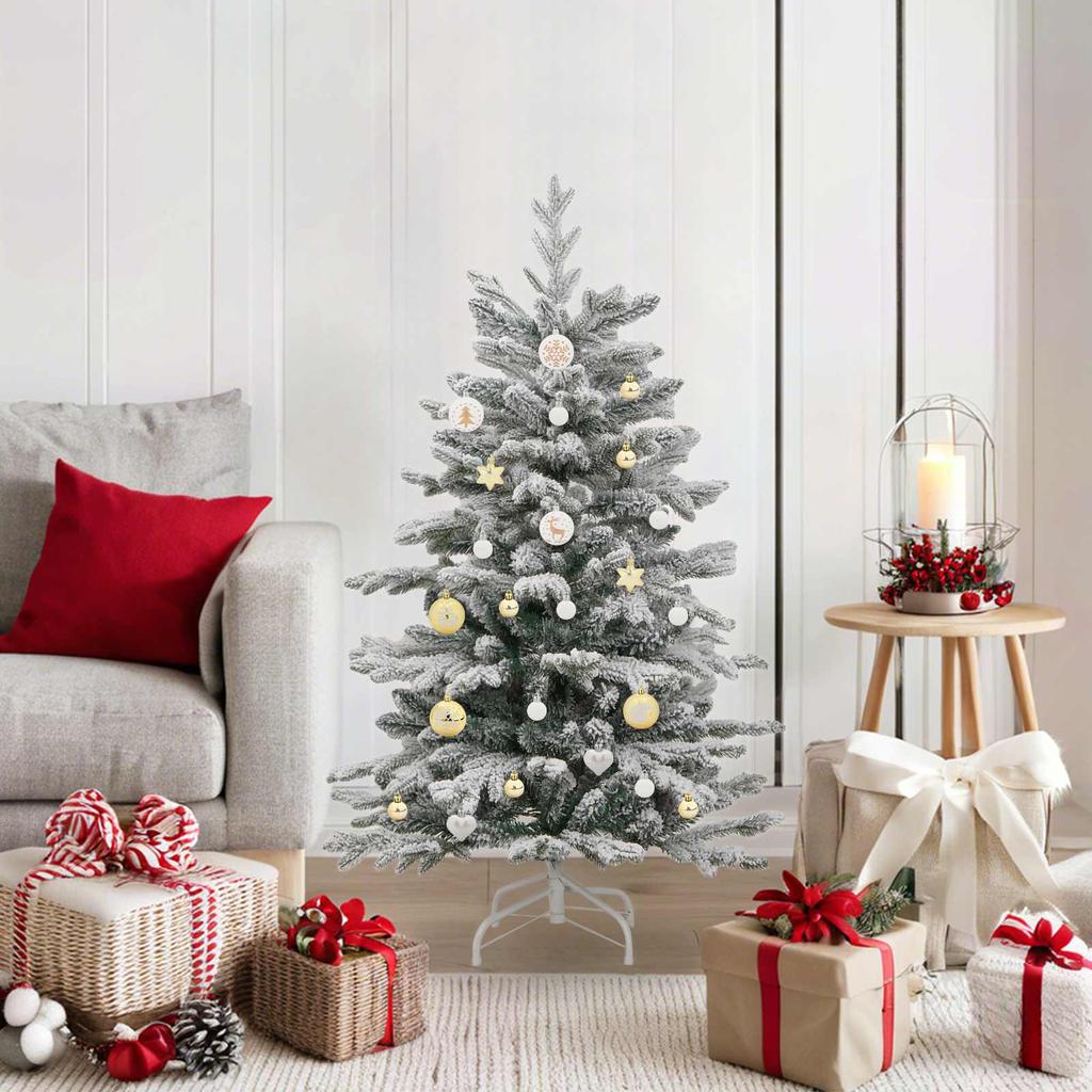 Christmas Ornament Set 40 pcs White & Gold Plastic