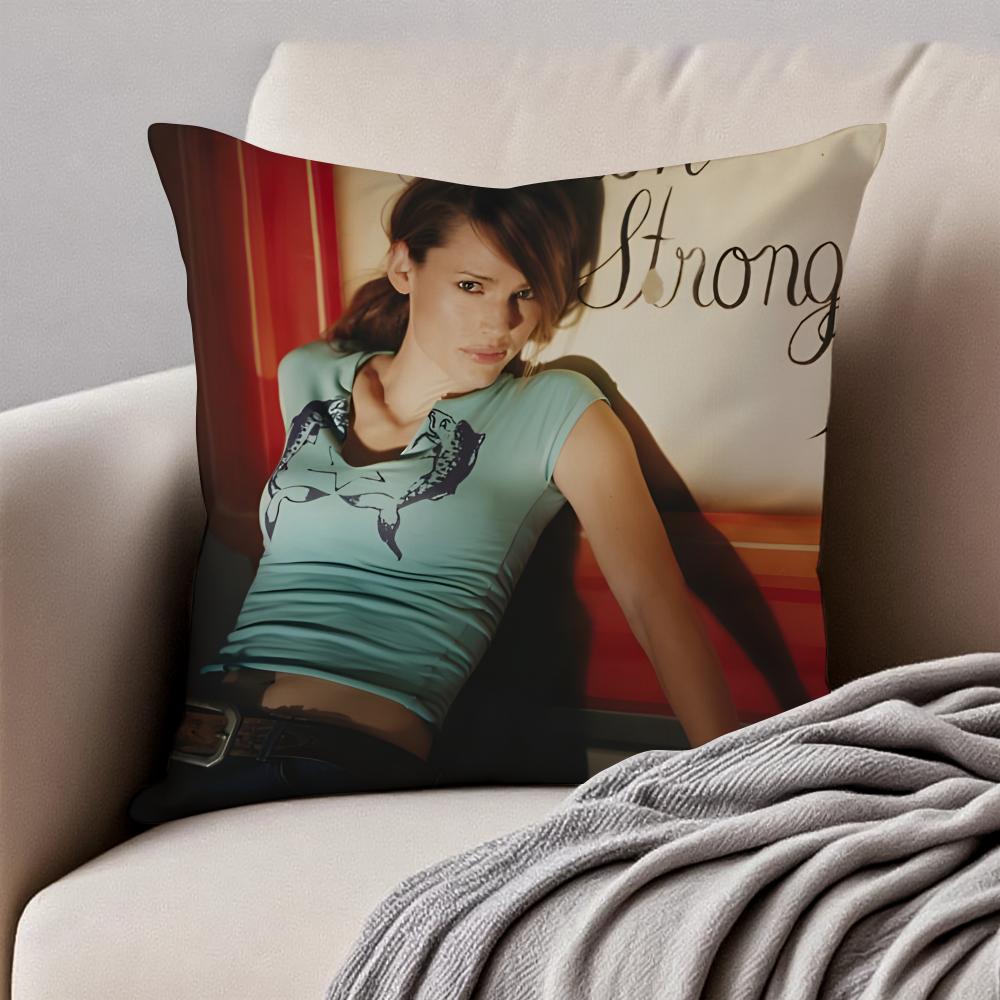 JJennifer Garner Cushion Cover Pillowcase Antidustmite Invisible Zipper Short Plush Sofa Cushion