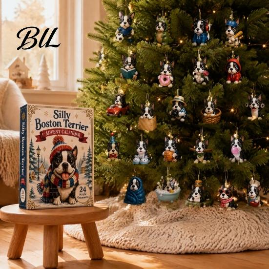 Decorazioni da Appendere in Acrilico 2D Calendario dell'Avvento Cane 24 Giorni, Carini Ornamenti Piatto Chihuahua, Articoli per Feste a Tema Animali Domestici Ciondoli Diversi