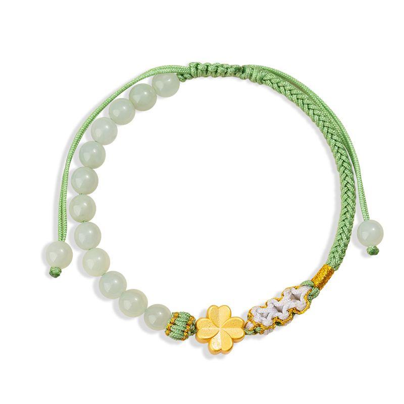 

Бутик Клевер с четырьмя лепестками Стерлинговое серебро 925 Нефрит Хэтянь Шнурок для переноски Женский Новый китайский стиль Китайская мода Цветочный браслет Инстаграм-стиль 10cm CS0062