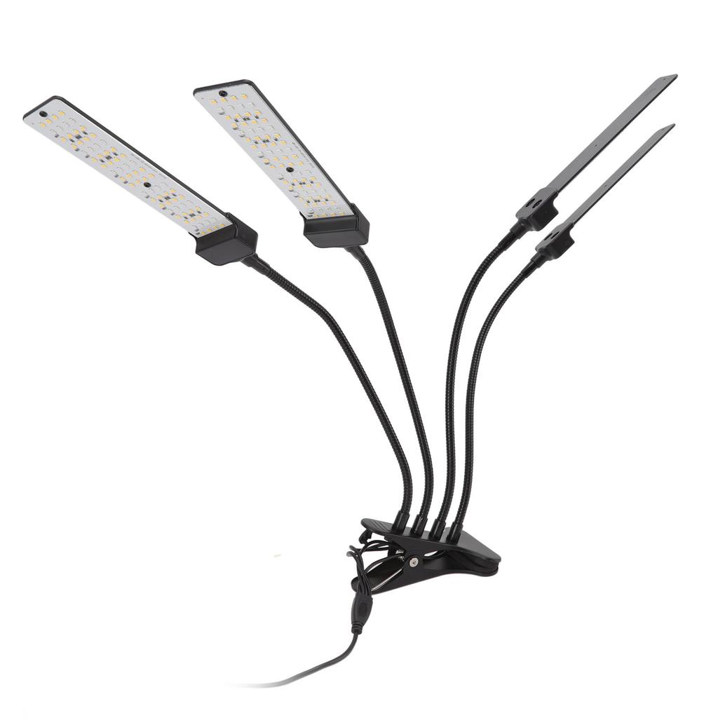 Lumină LED pentru creșterea plantelor cu 4 brațe flexibile, iluminare cu spectru complet, 5 niveluri de dimare, clip, lampă pentru creșterea plantelor cu