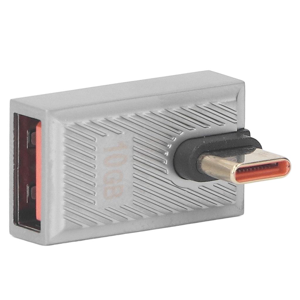 USB Female to USB C Male Adapter Right Angle with Light 10Gbps 120W Type C Converter for Cellphone