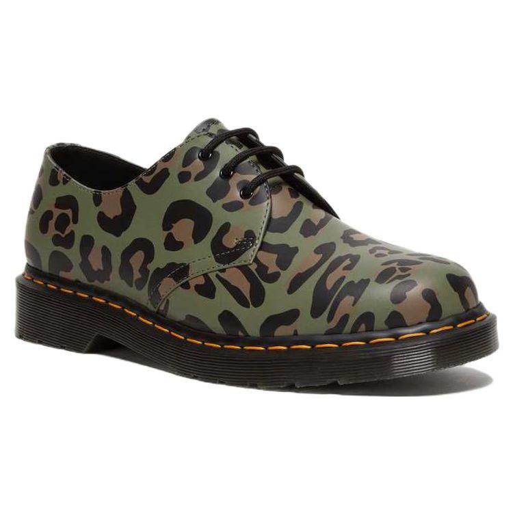 Dr. Martens Leather Fashion Leopard Print Low-Top Casual Shoes Unisex Casual Shoes Khaki-Green 27686384