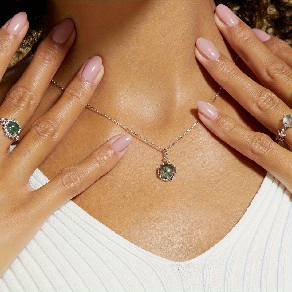 1pc Original R Pendant For Women Natural Gemstone Moss Agate Party Gifts Fine Jewelry Free Shipping New Without Chain