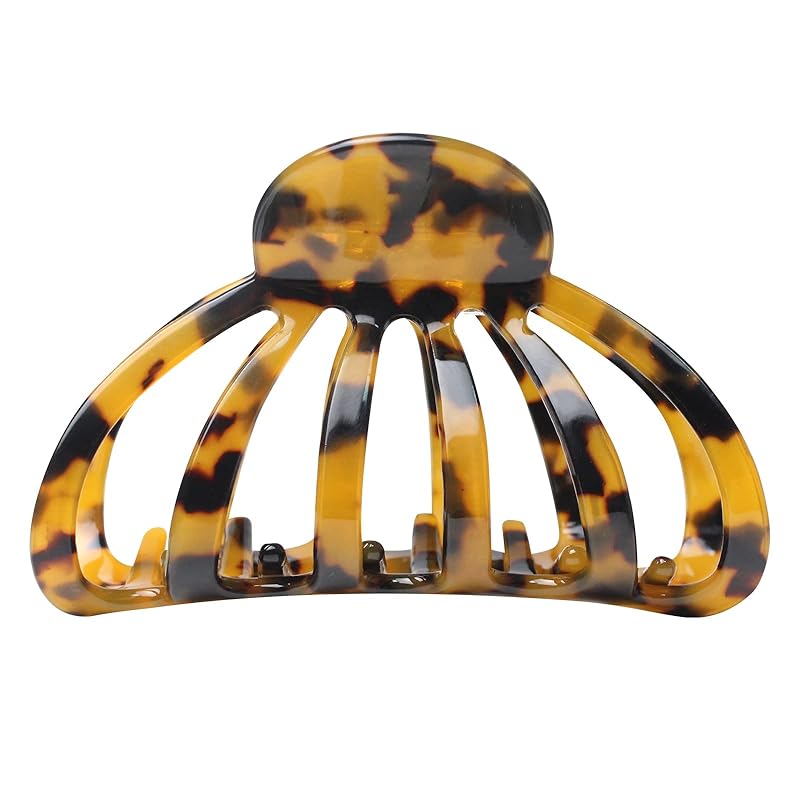 VinBee 3 PACK Hair Claw Clips, Cellulose Acetate Cutout Tortoise Shell Barrettes Claw Clips, Celluloid Leopard Print Stylish Hair Accessories for