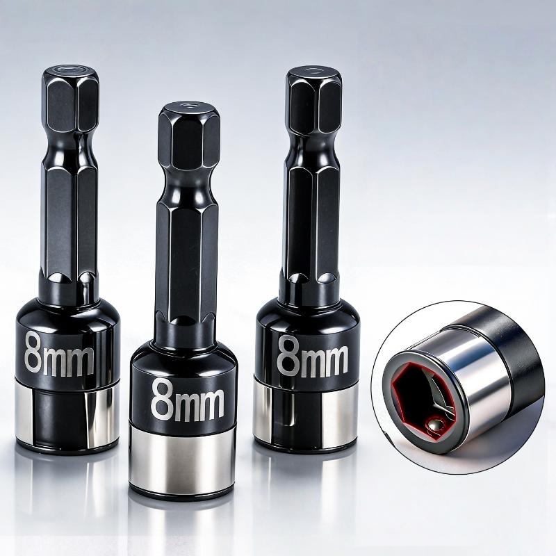 2/4 Stück Metall Schlagschrauber Steckschlüssel Adapter Bohrmaschinen Umwandler Schnellwechsel-Stecknuss 8mm Sechskant Ratsche Hülse