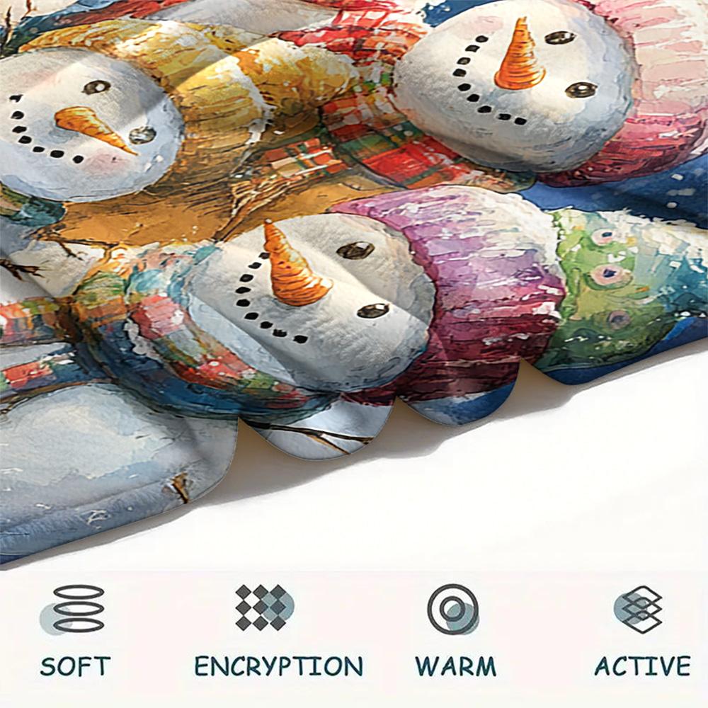 Snowmen Print Flannel Blanket, High Quality Comfortable for All Seasons, Home Decor, Warmth and Comfort, Perfect for Christmas Gifts
