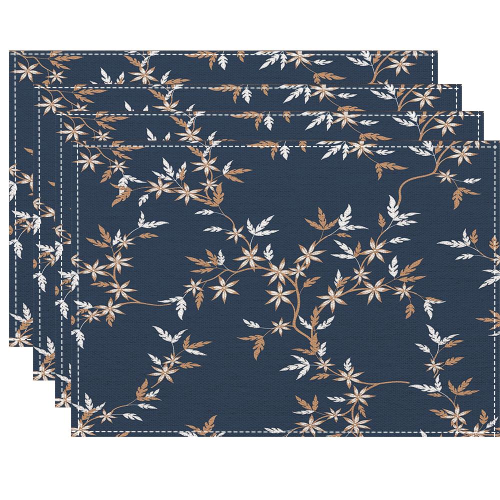 4/6/8PC Floral Placemats Washable Linen Farmhouse Table Mat for Party Holiday Kitchen Dining Table Decoration