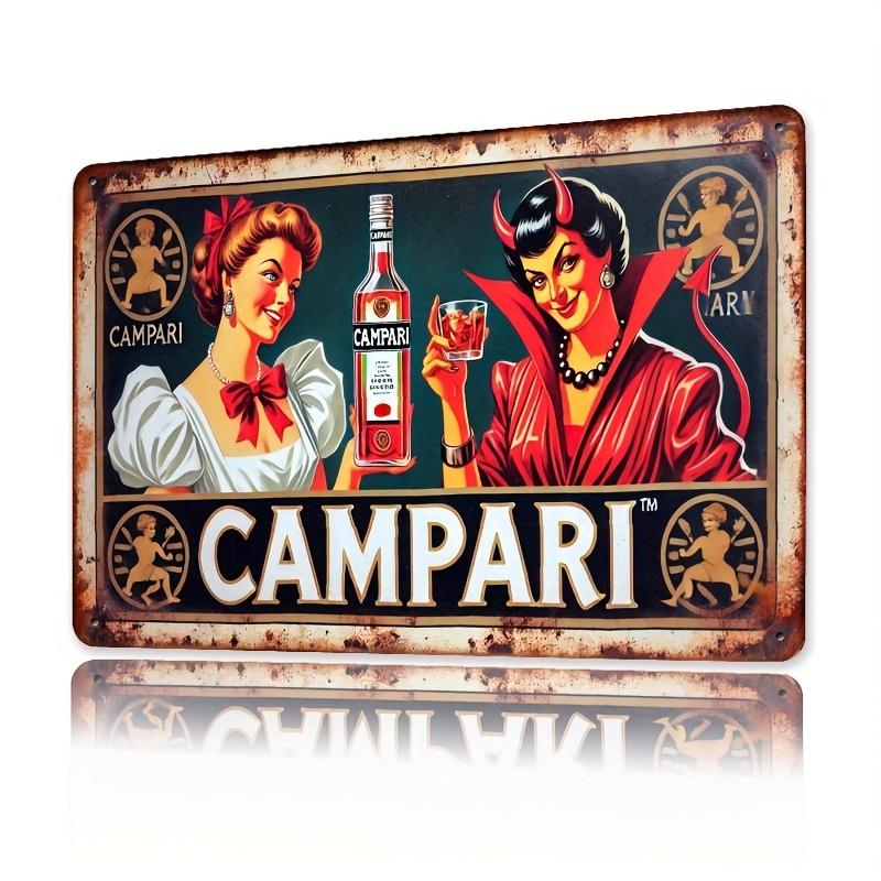 

Vintage Campari Metal Wall Sign Retro Bar Decor with Classic Illustrations Perfect for Kitchen Dining Bedroom Garden Gar 20x30cm（7.8x11.8inch）