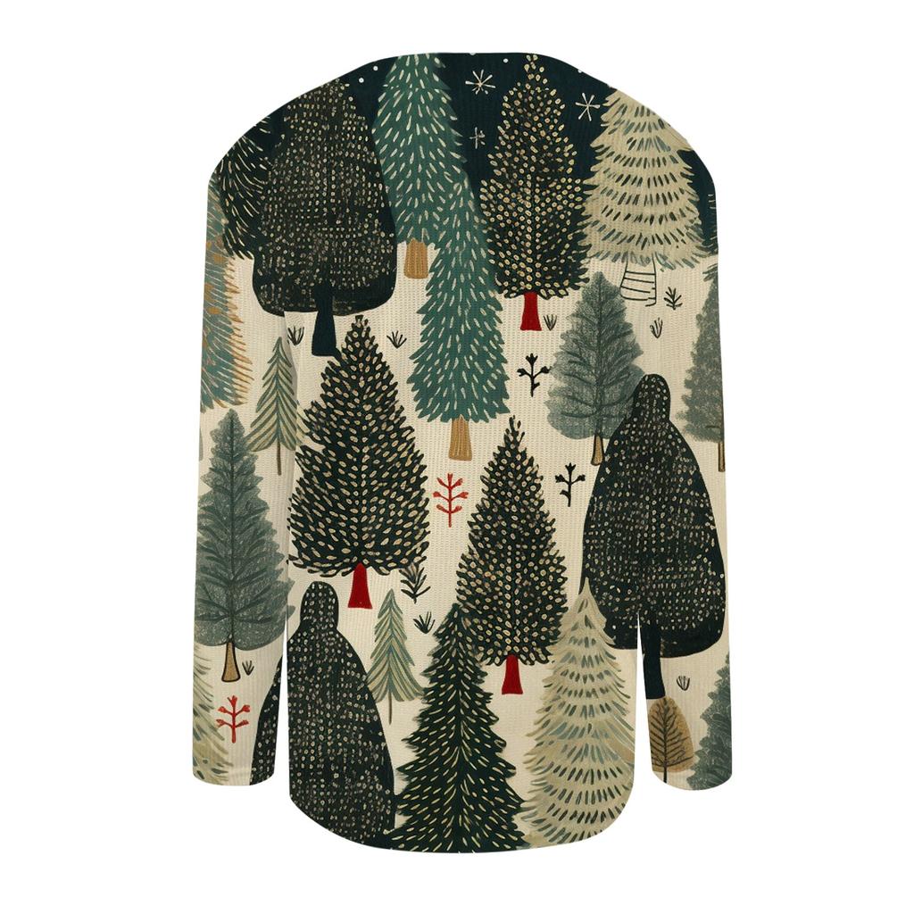 Damen Mode Print Langarm Strickjacke mit Knopfleiste