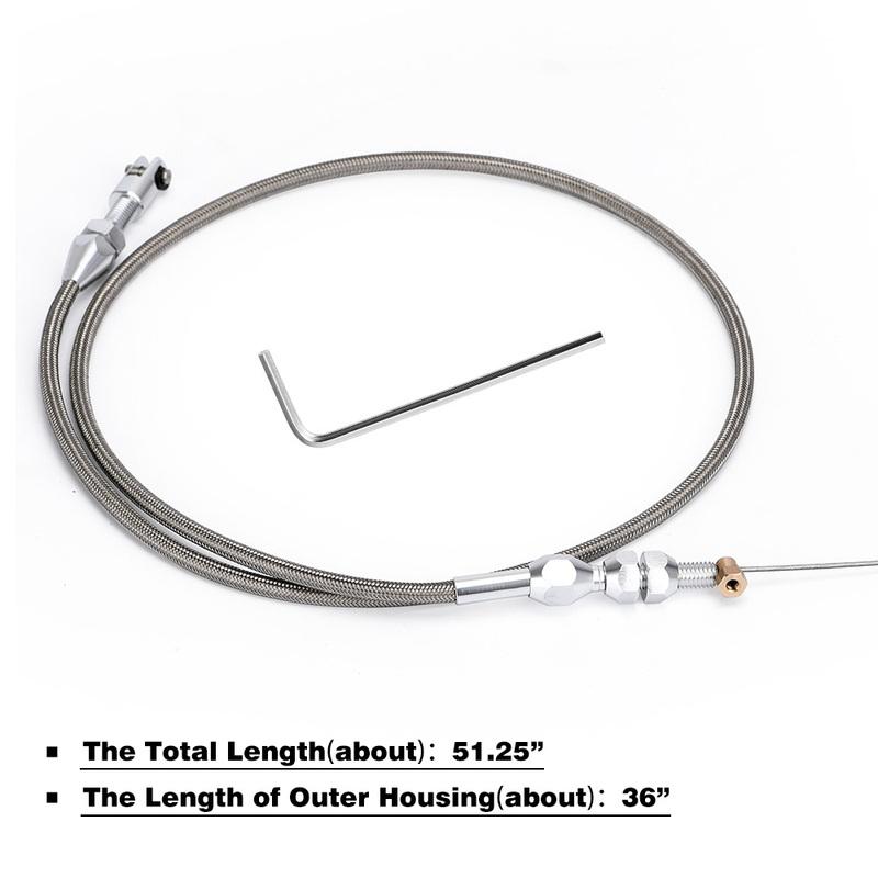 36Inch Throttle Gas Cable Kit Stainless Steel Braided For 97-07 Chevrolet/Chevy LS1 Engine 4.8L 5.3L 5.7L 6.0L TCB02