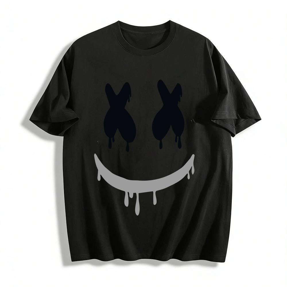 Drippy X Eyes Smiley Face Print Casual Top Pure cotton T-shirt XXS