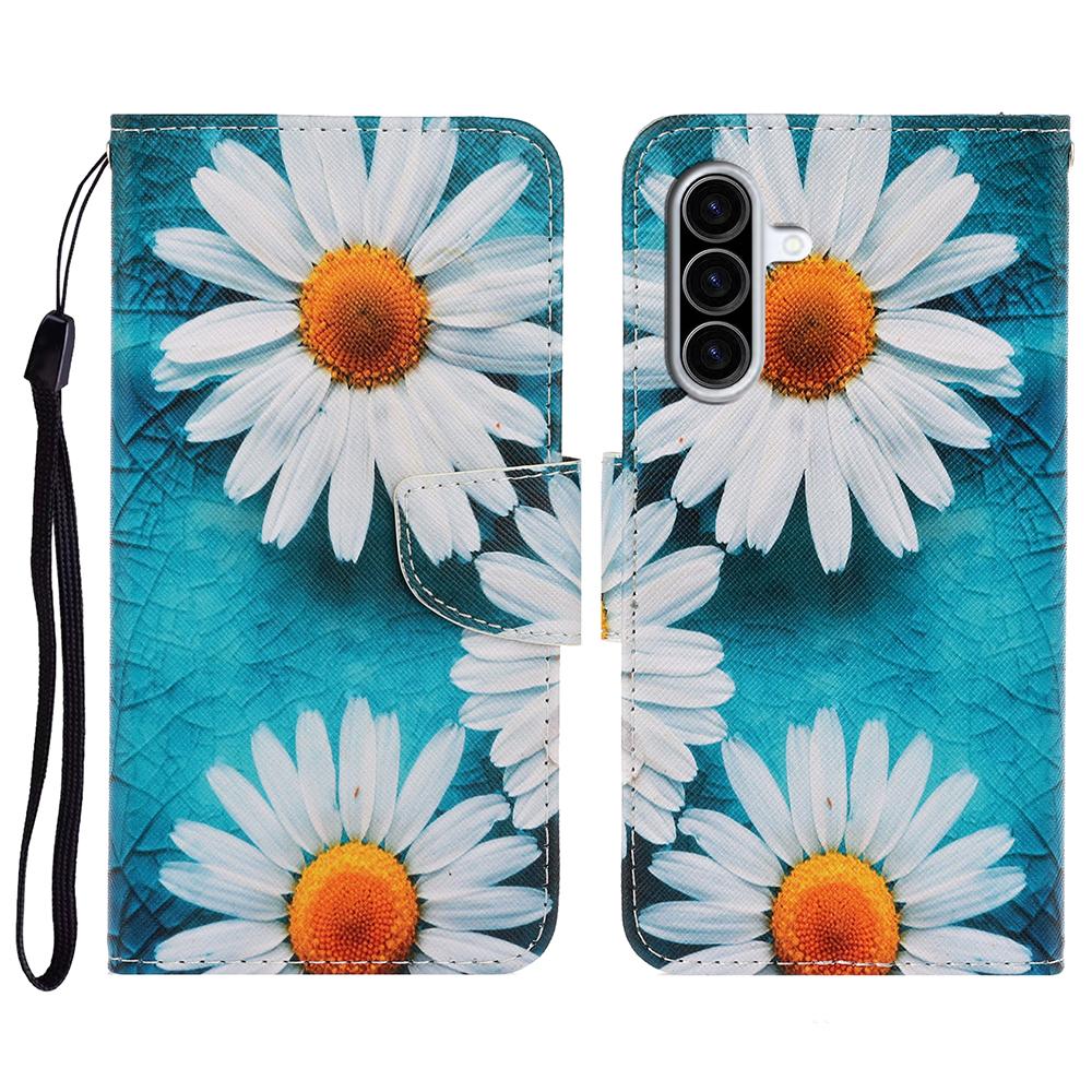 For Samsung Galaxy A37 5G Case Pattern Printing Protective Leather Folio Phone Cover with Wrist Strap