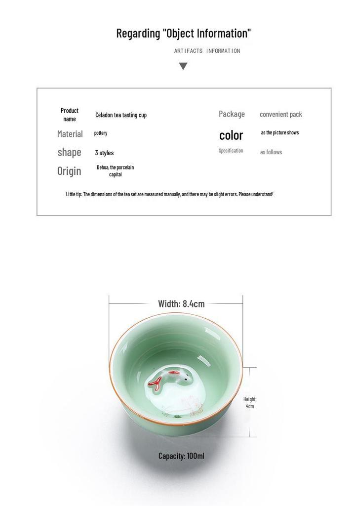 Celadon Ceramic Tea Tasting Set with Koi Fish Design and Custom Logo