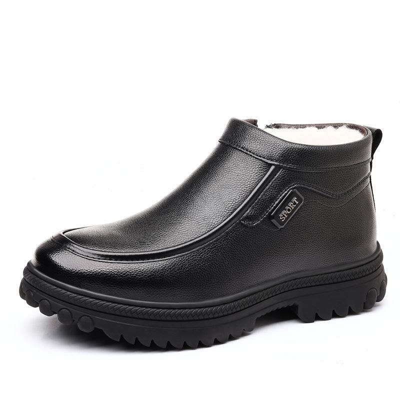 Autumn and winter new first-layer cowhide men's British retro high-top shoes with velvet warm platform casual leather boots tooling shoes