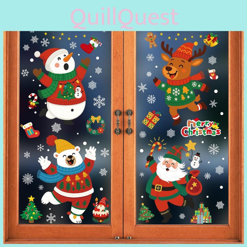 Window Christmas Decorations Pvc Static Sticker Arctic Bear Santa Claus Reindeer