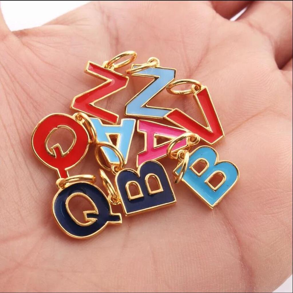 CARLIDANA Hot Sale New Style Hot Sale DIY Accessories Oil Drop Colorful Initial A -Z Letter Brand Stainless Steel Pendant Charms