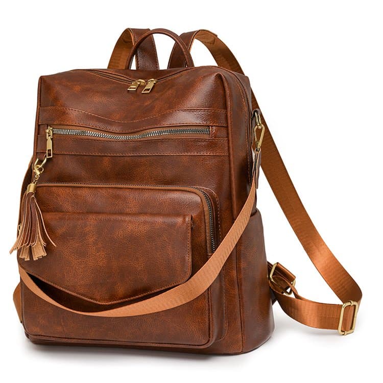 Europäischer und amerikanischer Rucksack für Damen im Vintage-Stil aus weichem Leder