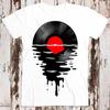 Melting Vinyl Music LP Sunset Sea Ocean Best Seller T Shirt Music Retro Top 8578